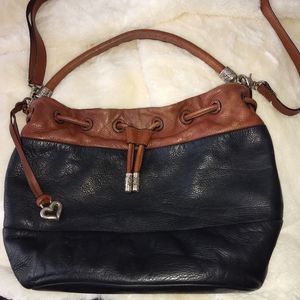 BRIGHTON Black/Brown Leather Handbag